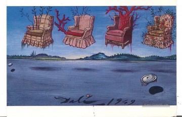 Vier Sessel im Himmel Surrealismus Ölgemälde